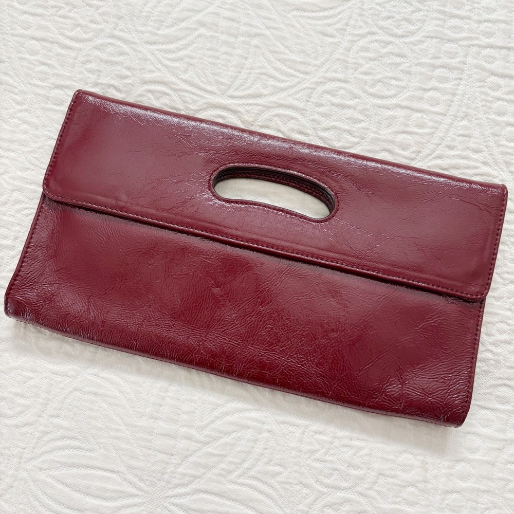 Hobo International Leather Envelope Clutch, Dark Red